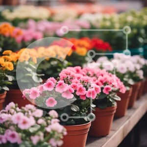 Intra Συλλεκτικό Ξύλινο Παζλ Plywood  4mm - Υπαίθρια Αγορά λουλουδιών με ποικιλία από λουλούδια σε γλάστρες Σε Ξύλινο Κουτί - Διαστάσεις: 10x10 cm – 25 κομμάτια