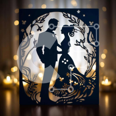 Intra Συλλεκτικό Ξύλινο Παζλ Plywood  4mm - Ρομαντική σιλουέτα νύφης και γαμπρού με κεριά Σε Ξύλινο Κουτί - Διαστάσεις: 10x10 cm – 25 κομμάτια - Image 1
