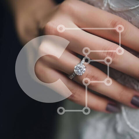 Intra Συλλεκτικό Ξύλινο Παζλ Plywood 4mm - Γυναικείο χέρι με λευκόχρυσο δαχτυλίδι αρραβώνων και διαμάντι Σε Ξύλινο Κουτί - Διαστάσεις Puzzle: 10x10 cm – 25 κομμάτια - Image 1