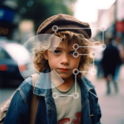 Intra Συλλεκτικό Ξύλινο Παζλ Plywood  4mm - Νεαρό αγόρι με καπέλο και σακάκι στην οδό της πόλης Σε Ξύλινο Κουτί - Διαστάσεις Puzzle: 10x10 cm – 25 κομμάτια - Image 1