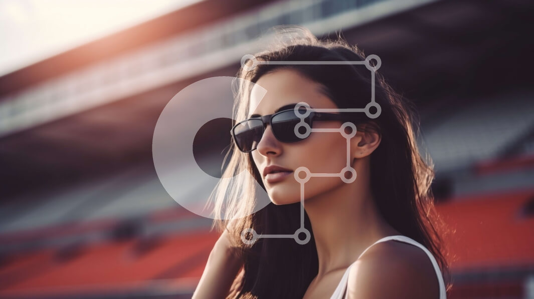 Intra Συλλεκτικό Ξύλινο Παζλ Plywood  4mm - Κομψή γυναίκα μπροστά από το στάδιο στο ηλιοβασίλεμα Σε Ξύλινο Κουτί - Διαστάσεις Puzzle: 10x10 cm – 25 κομμάτια