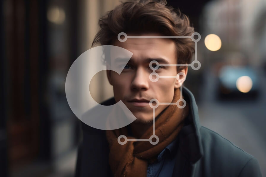 Intra Συλλεκτικό Ξύλινο Παζλ Plywood  4mm - Πορτρέτο ενός νεαρού άνδρα με σοβαρή έκφραση και μοντέρνο στυλ Σε Ξύλινο Κουτί - Διαστάσεις Puzzle: 10x10 cm – 25 κομμάτια