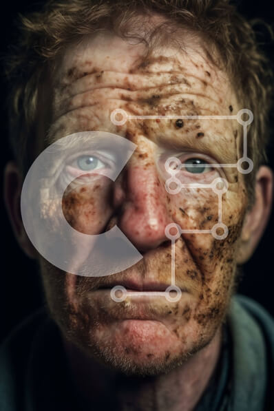 Intra Συλλεκτικό Ξύλινο Παζλ Plywood  4mm - Πορτρέτο ενός ηλικιωμένου άνδρα με γένια και ρυτίδες Σε Ξύλινο Κουτί - Διαστάσεις Puzzle: 10x10 cm – 25 κομμάτια