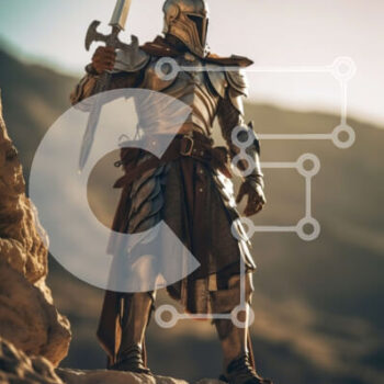 Intra Συλλεκτικό Ξύλινο Παζλ Plywood  4mm - Όμορφη εικόνα ενός ιππότη με πανοπλία με φόντο το ηλιοβασίλεμα Σε Ξύλινο Κουτί - Διαστάσεις Puzzle: 10x10 cm – 25 κομμάτια - Image 1