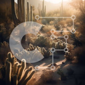 Intra Συλλεκτικό Ξύλινο Παζλ Plywood  4mm - Εκπληκτική εικόνα του τοπίου της ερήμου με κάκτους και βουνά στο ηλιοβασίλεμα Σε Ξύλινο Κουτί - Διαστάσεις: 10x10 cm – 25 κομμάτια