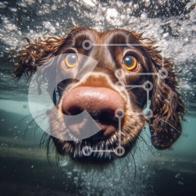 Intra Συλλεκτικό Ξύλινο Παζλ Plywood  4mm - Αξιολάτρευτη εικόνα ενός καφέ σκύλου υποβρύχιο με το στόμα ανοιχτό Σε Ξύλινο Κουτί - Διαστάσεις: 10x10 cm – 25 κομμάτια - Image 1