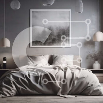 Intra Συλλεκτικό Ξύλινο Παζλ Plywood  4mm - Όμορφο γκρι υπνοδωμάτιο με μεγάλο κρεβάτι και δύο παράθυρα Σε Ξύλινο Κουτί - Διαστάσεις Puzzle: 10x10 cm – 25 κομμάτια - Image 1