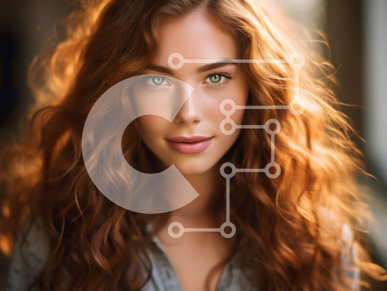 Intra Συλλεκτικό Ξύλινο Παζλ Plywood  4mm - Εκπληκτική εικόνα μιας νεαρής γυναίκας με μακριά κόκκινα μαλλιά και πράσινα μάτια Σε Ξύλινο Κουτί - Διαστάσεις Puzzle: 10x10 cm – 25 κομμάτια