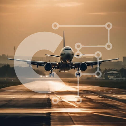 Intra Συλλεκτικό Ξύλινο Παζλ Plywood  4mm - Εκπληκτική εικόνα του αεροπλάνου που απογειώνεται από το αεροδρόμιο στο ηλιοβασίλεμα Σε Ξύλινο Κουτί - Διαστάσεις Puzzle: 10x10 cm – 25 κομμάτια - Image 1