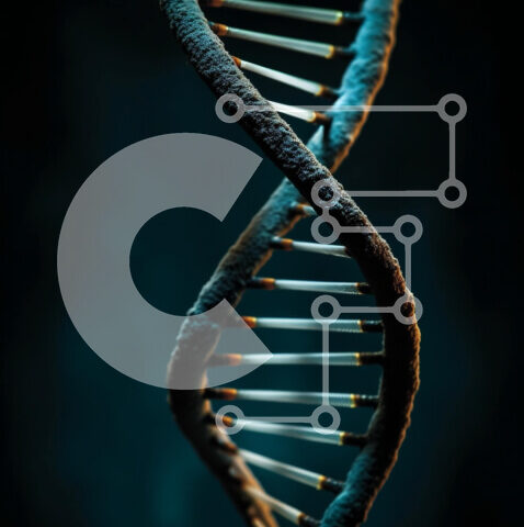 Intra Συλλεκτικό Ξύλινο Παζλ Plywood  4mm - Εικόνα διπλής έλικας DNA σε ασπρόμαυρο Σε Ξύλινο Κουτί - Διαστάσεις Puzzle: 10x10 cm – 25 κομμάτια - Image 1