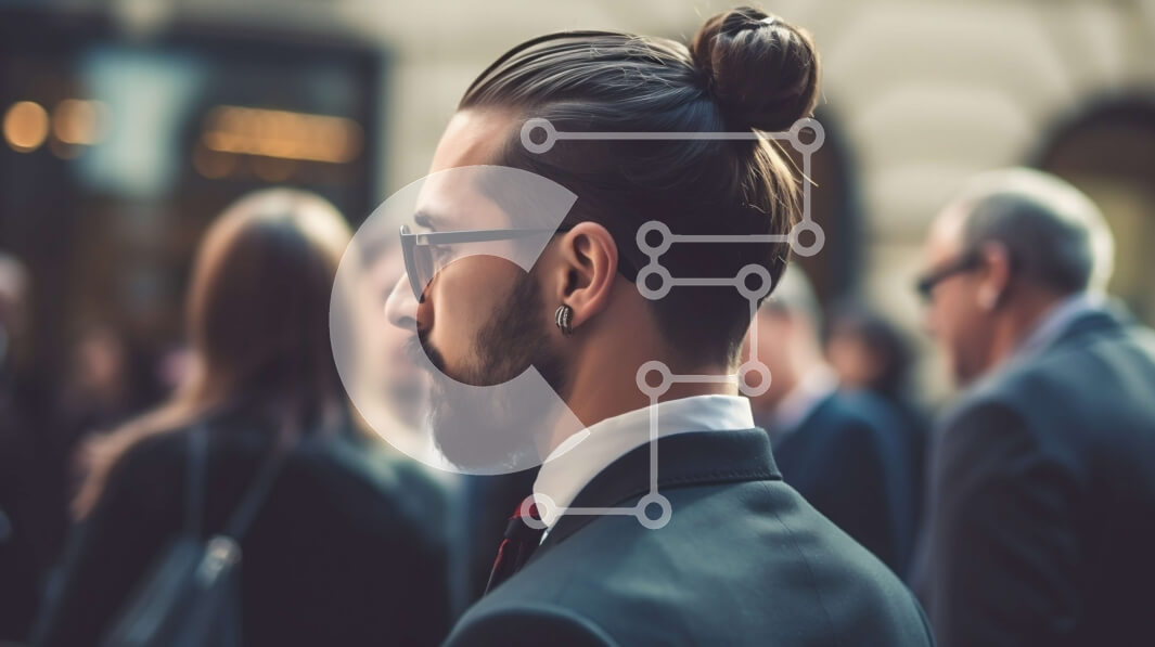 Intra Συλλεκτικό Ξύλινο Παζλ Plywood  4mm - Επαγγελματίας επιχειρηματίας που περπατά σε ένα πλήθος στην πολυσύχναστη οδό Σε Ξύλινο Κουτί - Διαστάσεις Puzzle: 10x10 cm – 25 κομμάτια