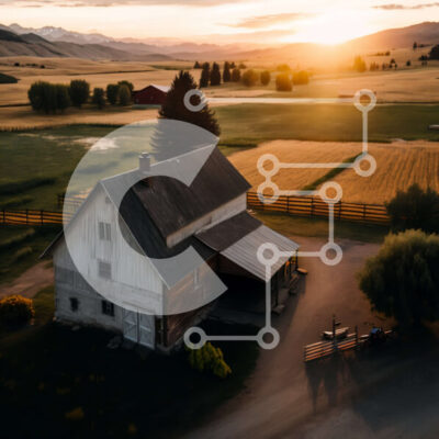 Intra Συλλεκτικό Ξύλινο Παζλ Plywood  4mm - Γραφική εικόνα του αχυρώνα στο ηλιοβασίλεμα με θέα στο βουνό Σε Ξύλινο Κουτί - Διαστάσεις: 10x10 cm – 25 κομμάτια - Image 1