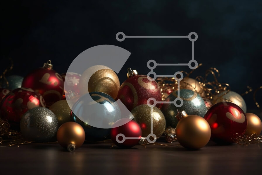 Intra Συλλεκτικό Ξύλινο Παζλ Plywood  4mm - Ζωντανά χριστουγεννιάτικα στολίδια στοιβαγμένα σε σκούρο φόντο Σε Ξύλινο Κουτί - Διαστάσεις: 10x10 cm – 25 κομμάτια