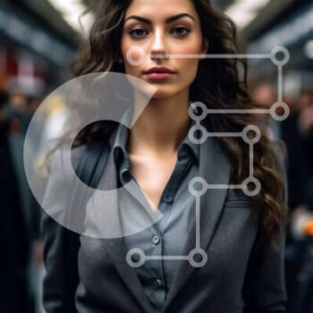 Intra Συλλεκτικό Ξύλινο Παζλ Plywood  4mm - Σοβαρή νεαρή επιχειρηματίας που στέκεται στη μέση ενός πολυσύχναστου δρόμου της πόλης Σε Ξύλινο Κουτί - Διαστάσεις Puzzle: 10x10 cm – 25 κομμάτια - Image 1