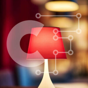 Intra Συλλεκτικό Ξύλινο Παζλ Plywood  4mm - Κόκκινο φωτιστικό σε λευκό τραπέζι σε δωμάτιο με χαμηλό φωτισμό Σε Ξύλινο Κουτί - Διαστάσεις Puzzle: 10x10 cm – 25 κομμάτια