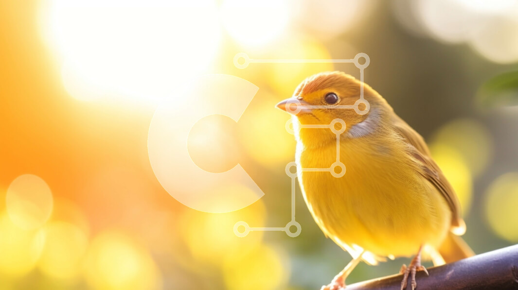 Intra Συλλεκτικό Ξύλινο Παζλ Plywood  4mm - Μικρό κίτρινο πουλί σκαρφαλωμένο σε ένα κλαδί Σε Ξύλινο Κουτί - Διαστάσεις: 10x10 cm – 25 κομμάτια