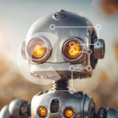 Intra Συλλεκτικό Ξύλινο Παζλ Plywood 4mm - Ρομπότ με λαμπερά μάτια στο χωράφι στο ηλιοβασίλεμα Σε Ξύλινο Κουτί - Διαστάσεις Puzzle: 10x10 cm – 25 κομμάτια - Image 1