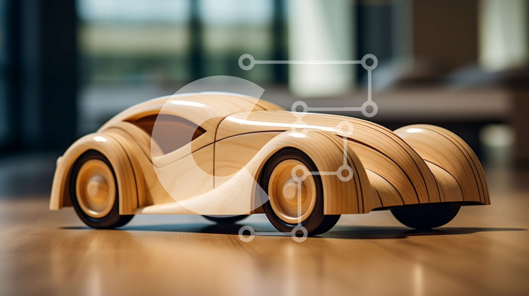 Intra Συλλεκτικό Ξύλινο Παζλ Plywood  4mm - Ξύλινο αυτοκίνητο σε ξύλινο πάτωμα Σε Ξύλινο Κουτί - Διαστάσεις: 10x10 cm – 25 κομμάτια