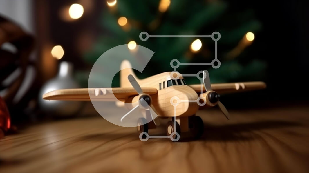 Intra Συλλεκτικό Ξύλινο Παζλ Plywood  4mm - Εορταστικό Ξύλινο Παιχνίδι Αεροπλάνο με Χριστουγεννιάτικα Διακοσμητικά Σε Ξύλινο Κουτί - Διαστάσεις Puzzle: 10x10 cm – 25 κομμάτια