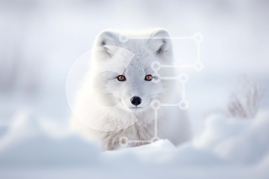 Intra Συλλεκτικό Ξύλινο Παζλ Plywood  4mm - Όμορφη εικόνα μιας Αρκτικής αλεπούς σε μια χειμερινή χώρα των θαυμάτων Σε Ξύλινο Κουτί - Διαστάσεις: 10x10 cm – 25 κομμάτια