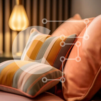 Intra Συλλεκτικό Ξύλινο Παζλ Plywood  4mm - Άνετο υπνοδωμάτιο με πολύχρωμα ριγέ μαξιλάρια Σε Ξύλινο Κουτί - Διαστάσεις Puzzle: 10x10 cm – 25 κομμάτια - Image 1