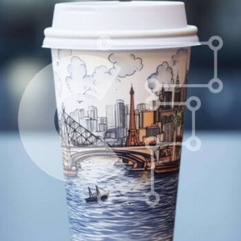 Intra Συλλεκτικό Ξύλινο Παζλ Plywood  4mm - Λευκό φλιτζάνι καφέ με έργα τέχνης της Νέας Υόρκης Σε Ξύλινο Κουτί - Διαστάσεις Puzzle: 10x10 cm – 25 κομμάτια - Image 1