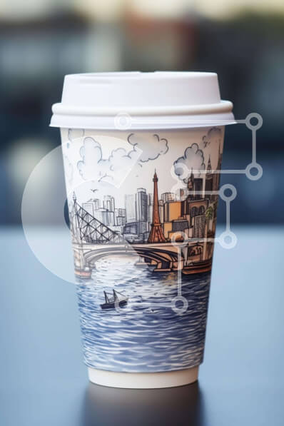 Intra Συλλεκτικό Ξύλινο Παζλ Plywood  4mm - Λευκό φλιτζάνι καφέ με έργα τέχνης της Νέας Υόρκης Σε Ξύλινο Κουτί - Διαστάσεις Puzzle: 10x10 cm – 25 κομμάτια