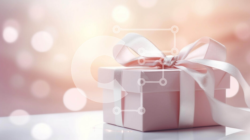 Intra Συλλεκτικό Ξύλινο Παζλ Plywood  4mm - Ροζ κουτί δώρου με λευκή κορδέλα σε διακοσμημένο τραπέζι Σε Ξύλινο Κουτί - Διαστάσεις Puzzle: 10x10 cm – 25 κομμάτια