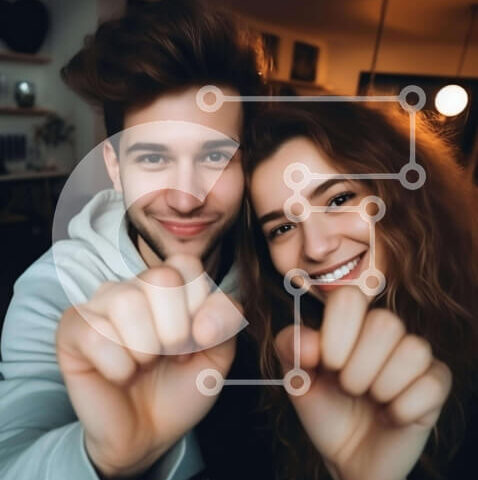 Intra Συλλεκτικό Ξύλινο Παζλ Plywood  4mm - Νεαρό ζευγάρι που διασκεδάζει και σηκώνει γροθιές στον αέρα Σε Ξύλινο Κουτί - Διαστάσεις Puzzle: 10x10 cm – 25 κομμάτια - Image 1