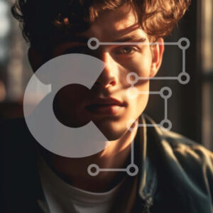 Intra Συλλεκτικό Ξύλινο Παζλ Plywood  4mm - Πορτρέτο ενός νεαρού άνδρα με σγουρά μαλλιά και δερμάτινο μπουφάν Σε Ξύλινο Κουτί - Διαστάσεις Puzzle: 10x10 cm – 25 κομμάτια