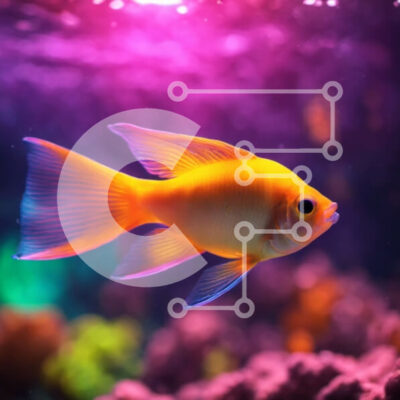 Intra Συλλεκτικό Ξύλινο Παζλ Plywood 4mm - Φωτεινά πορτοκαλί ψάρια που κολυμπούν σε ένα ενυδρείο με πολύχρωμα κοράλλια Σε Ξύλινο Κουτί - Διαστάσεις: 10x10 cm – 25 κομμάτια - Image 1