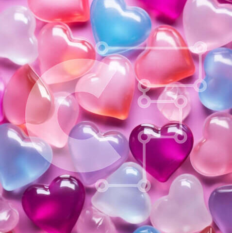 Intra Συλλεκτικό Ξύλινο Παζλ Plywood  4mm - Συστάδα από πολύχρωμες πλαστικές χάντρες σε σχήμα καρδιάς Σε Ξύλινο Κουτί - Διαστάσεις Puzzle: 10x10 cm – 25 κομμάτια - Image 1