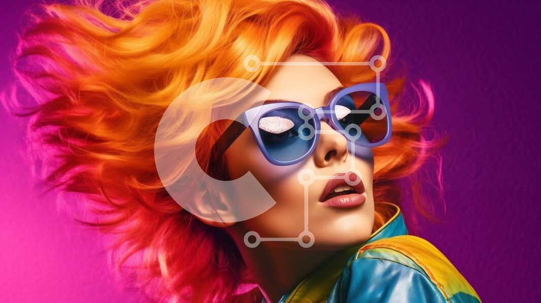 Intra Συλλεκτικό Ξύλινο Παζλ Plywood  4mm - Κομψή γυναίκα με πορτοκαλί μαλλιά και δροσερά γυαλιά ηλίου Σε Ξύλινο Κουτί - Διαστάσεις Puzzle: 10x10 cm – 25 κομμάτια