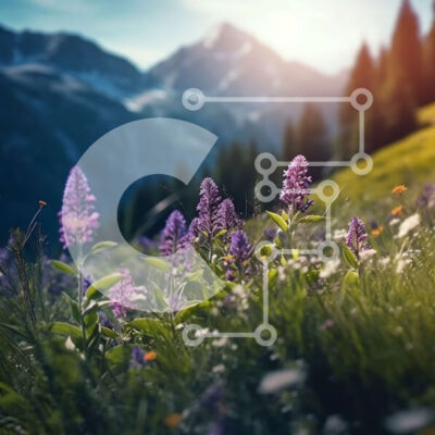 Intra Συλλεκτικό Ξύλινο Παζλ Plywood 4mm - Όμορφη εικόνα ενός χωραφιού με αγριολούλουδα στα βουνά Σε Ξύλινο Κουτί - Διαστάσεις: 10x10 cm – 25 κομμάτια - Image 1