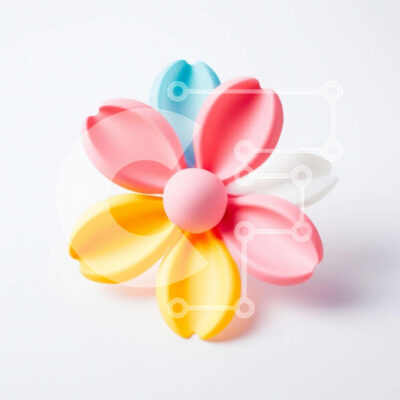 Intra Συλλεκτικό Ξύλινο Παζλ Plywood  4mm - Πολύχρωμο λουλούδι αντικείμενο σε άσπρο φόντο Σε Ξύλινο Κουτί - Διαστάσεις: 10x10 cm – 25 κομμάτια - Image 1