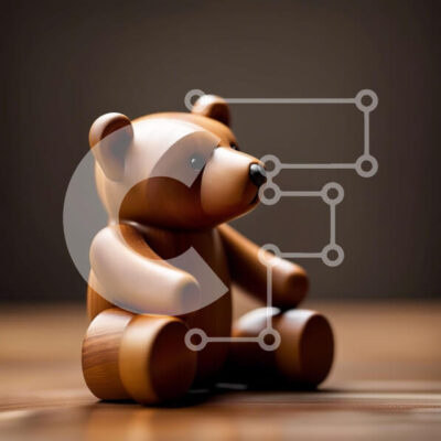 Intra Συλλεκτικό Ξύλινο Παζλ Plywood  4mm - Αξιολάτρευτη εικόνα ενός ξύλινου αρκουδάκι που κάθεται σε ένα τραπέζι Σε Ξύλινο Κουτί - Διαστάσεις: 10x10 cm – 25 κομμάτια - Image 1