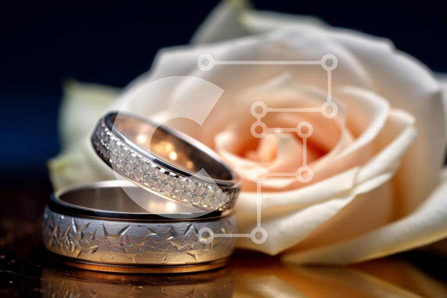 Intra Συλλεκτικό Ξύλινο Παζλ Plywood  4mm - Όμορφες βέρες με λευκό τριαντάφυλλο σε μαύρη επιφάνεια Σε Ξύλινο Κουτί - Διαστάσεις Puzzle: 10x10 cm – 25 κομμάτια