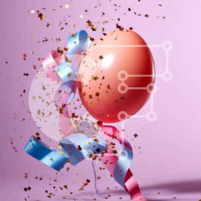 Intra Συλλεκτικό Ξύλινο Παζλ Plywood  4mm - Πολύχρωμο μπαλόνι με κομφετί σε μωβ φόντο Σε Ξύλινο Κουτί - Διαστάσεις Puzzle: 10x10 cm – 25 κομμάτια - Image 1