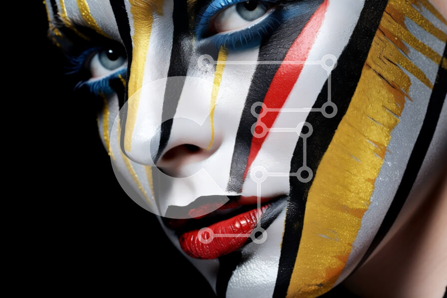 Intra Συλλεκτικό Ξύλινο Παζλ Plywood  4mm - Εκπληκτική εικόνα μιας γυναίκας με ζιγκ-ζαγκ μοτίβο προσώπου Σε Ξύλινο Κουτί - Διαστάσεις Puzzle: 10x10 cm – 25 κομμάτια