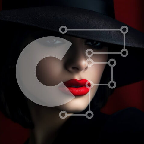 Intra Συλλεκτικό Ξύλινο Παζλ Plywood  4mm - Εκπληκτική εικόνα μιας γυναίκας που φορά μαύρο καπέλο και κόκκινο κραγιόν Σε Ξύλινο Κουτί - Διαστάσεις Puzzle: 10x10 cm – 25 κομμάτια - Image 1