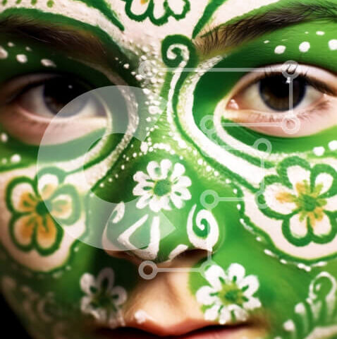 Intra Συλλεκτικό Ξύλινο Παζλ Plywood  4mm - Πολύχρωμο Face Painting με floral σχέδια Σε Ξύλινο Κουτί - Διαστάσεις Puzzle: 10x10 cm – 25 κομμάτια - Image 1