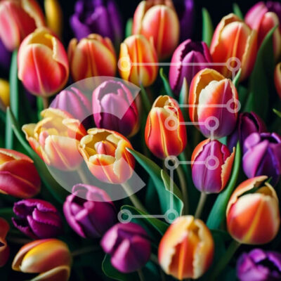 Intra Συλλεκτικό Ξύλινο Παζλ Plywood  4mm - Ζωντανή εικόνα με πολύχρωμες τουλίπες σε ένα βάζο Σε Ξύλινο Κουτί - Διαστάσεις: 10x10 cm – 25 κομμάτια - Image 1