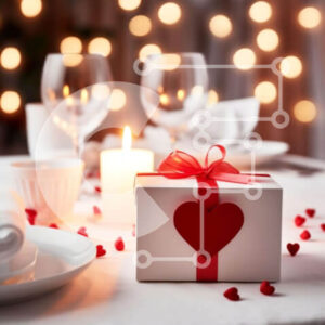 Intra Συλλεκτικό Ξύλινο Παζλ Plywood  4mm - Ρομαντικό τραπέζι του Αγίου Βαλεντίνου με κόκκινα τριαντάφυλλα και κεριά Σε Ξύλινο Κουτί - Διαστάσεις: 10x10 cm – 25 κομμάτια