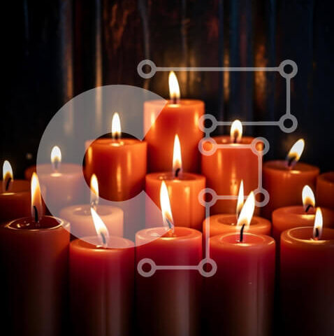 Intra Συλλεκτικό Ξύλινο Παζλ Plywood  4mm - Τακτοποιημένα αναμμένα κεριά πορτοκαλιού Σε Ξύλινο Κουτί - Διαστάσεις Puzzle: 10x10 cm – 25 κομμάτια - Image 1