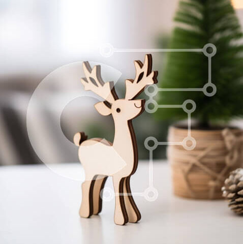 Intra Συλλεκτικό Ξύλινο Παζλ Plywood  4mm - Ξύλινο παιχνίδι ταράνδων στο διακοσμημένο τραπέζι διακοπών Σε Ξύλινο Κουτί - Διαστάσεις: 10x10 cm – 25 κομμάτια - Image 1