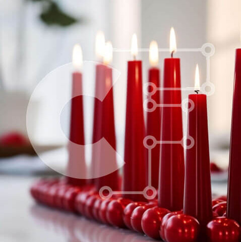 Intra Συλλεκτικό Ξύλινο Παζλ Plywood  4mm - Ανάποδο Χριστουγεννιάτικο δέντρο από κόκκινα κεριά Σε Ξύλινο Κουτί - Διαστάσεις: 10x10 cm – 25 κομμάτια - Image 1