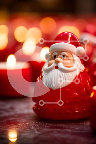 Intra Συλλεκτικό Ξύλινο Παζλ Plywood  4mm - Κόκκινο ειδώλιο Άγιου Βασίλη ανάμεσα σε κηροπήγια Σε Ξύλινο Κουτί - Διαστάσεις: 10x10 cm – 25 κομμάτια