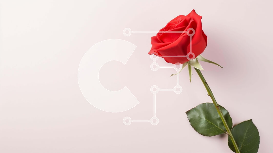 Intra Συλλεκτικό Ξύλινο Παζλ Plywood  4mm - Μονό κόκκινο τριαντάφυλλο σε υπόλευκο φόντο Σε Ξύλινο Κουτί - Διαστάσεις Puzzle: 10x10 cm – 25 κομμάτια