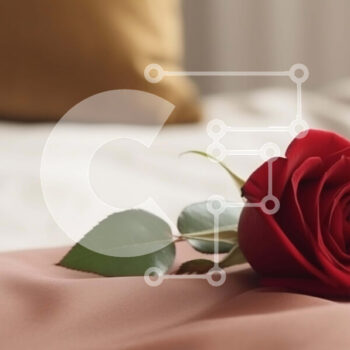 Intra Συλλεκτικό Ξύλινο Παζλ Plywood  4mm - Ρομαντικό κόκκινο τριαντάφυλλο στο κρεβάτι με μαξιλάρια Σε Ξύλινο Κουτί - Διαστάσεις Puzzle: 10x10 cm – 25 κομμάτια - Image 1