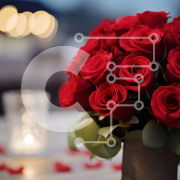 Intra Συλλεκτικό Ξύλινο Παζλ Plywood  4mm - Ρομαντικά κόκκινα τριαντάφυλλα με κερί σε τραπέζι εξωτερικού χώρου Σε Ξύλινο Κουτί - Διαστάσεις Puzzle: 10x10 cm – 25 κομμάτια - Image 1